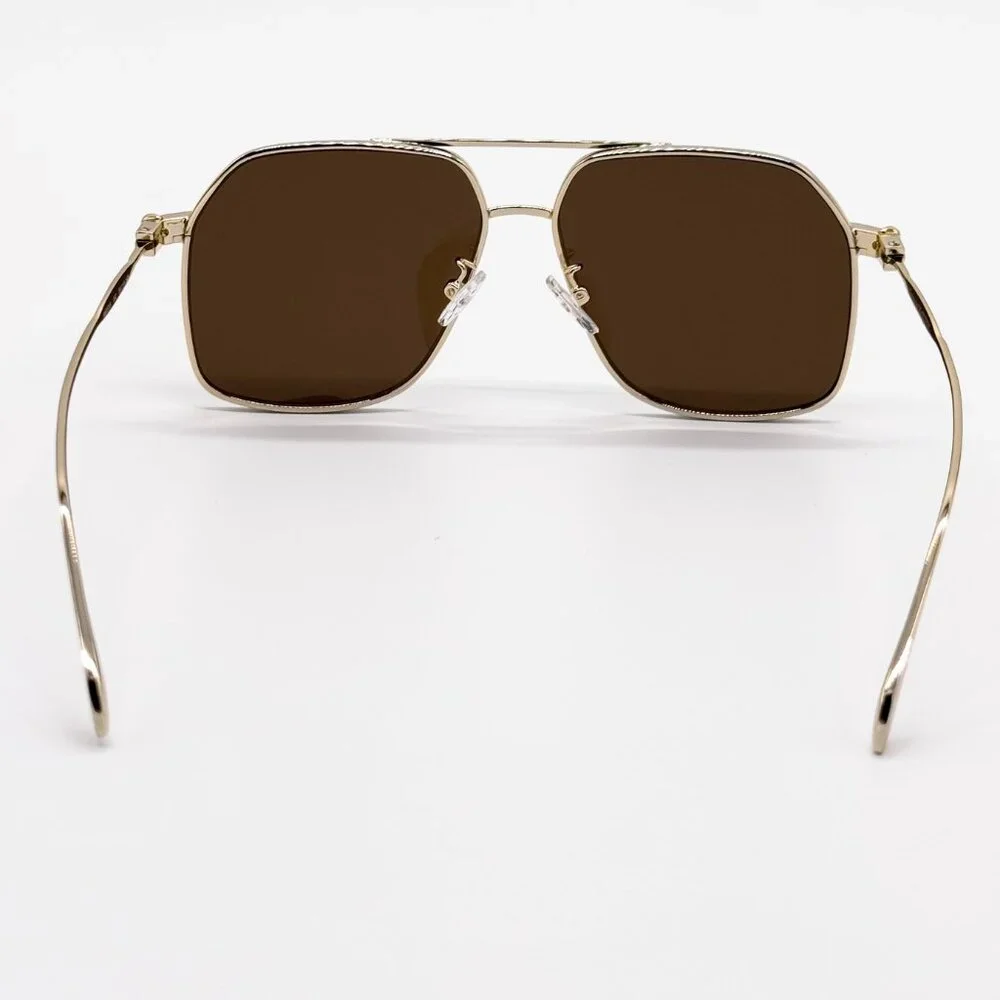 NEW ALEXANDER MCQUEEN AM0372S 002 PILOT GOLD SUNGLASSES ALEXANDER MCQUEEN